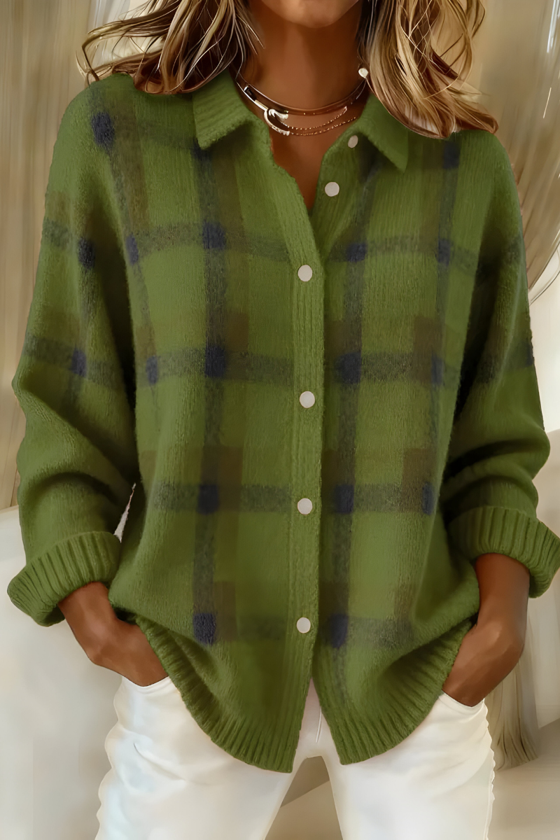 Hannah™ | Karierter Strickcardigan