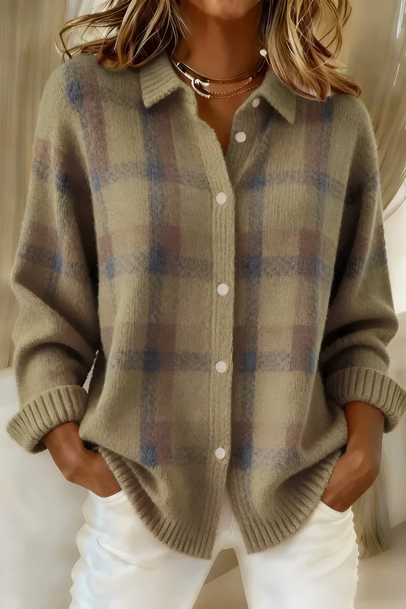 Hannah™ | Karierter Strickcardigan