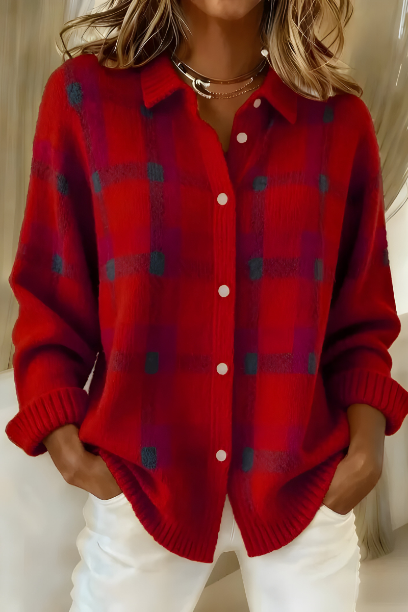 Hannah™ | Karierter Strickcardigan