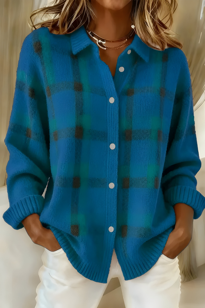 Hannah™ | Karierter Strickcardigan