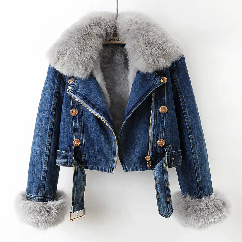 Emilia™ | Jeansjacke mit Kunstfell