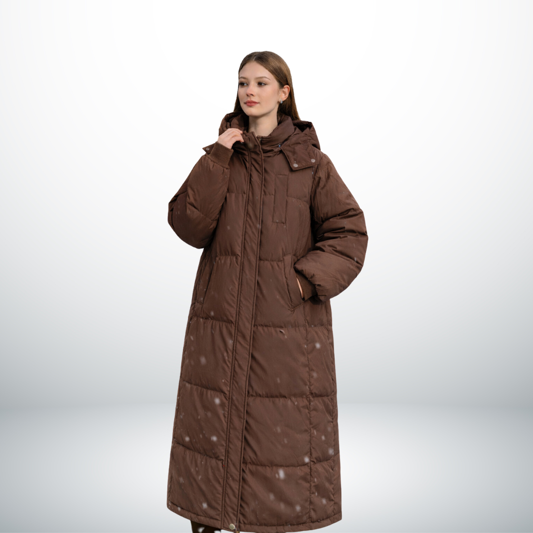 Inge™ | Langer Wintermantel mit Kapuze