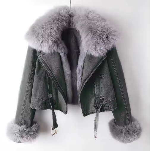 Emilia™ | Jeansjacke mit Kunstfell